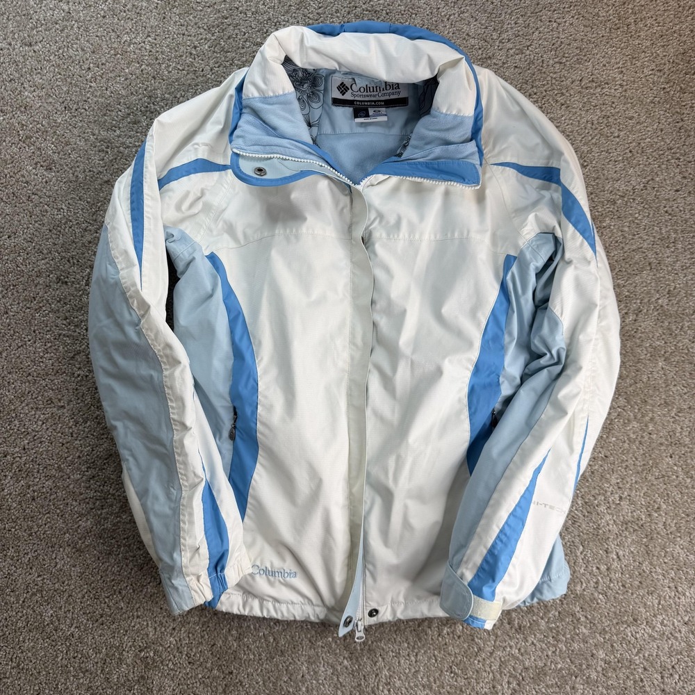 Columbia Whirlibird Jacket Womens Medium White Blue 3-in-1 Interchange Ski
